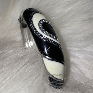 Art Deco inspired cuff bracelet w/ hinged clasp